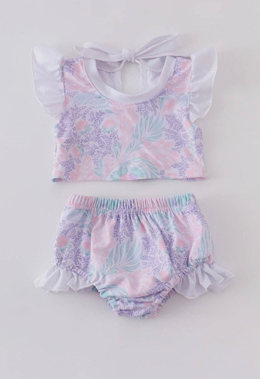 Floral Girls 2 Piece Swim Suit