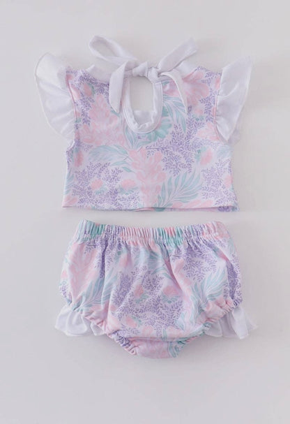 Floral Girls 2 Piece Swim Suit