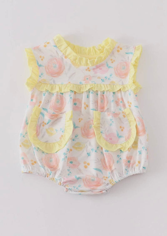 Yellow Floral Pocket Girl Bubble