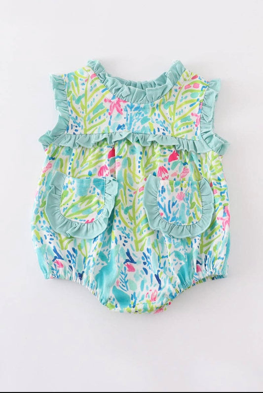 Green Baby Girls Romper