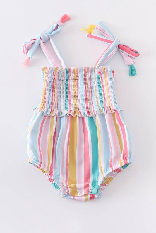Multicolored Smocked Baby Romper